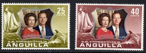 Anguilla 1972 Sc#161/162 QUEEN ELIZABETH II-PRINCE PHILIP SCHOONER & DOLPHIN Set
