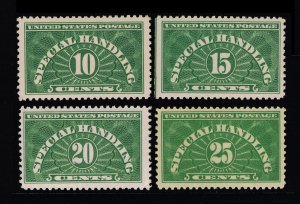 GENUINE SCOTT QE1 QE2 QE3 QE4 MINT OG NH-3 LH-1 COMPLETE SET OF SPECIAL HANDLING