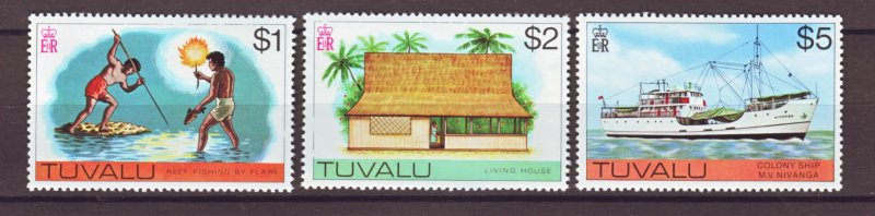 J22226 Jlstamps 1976 tuvalu hv,s of set mnh #35-37, 1$ to 5$ values