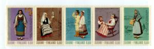 FINLAND 527a STRIP OF 5 MNH SCV $27.50 BIN $15.00 COSTUMES