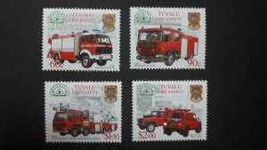 Firetrucks - Tuvalu 2001 - complete set + Bl ** MNH