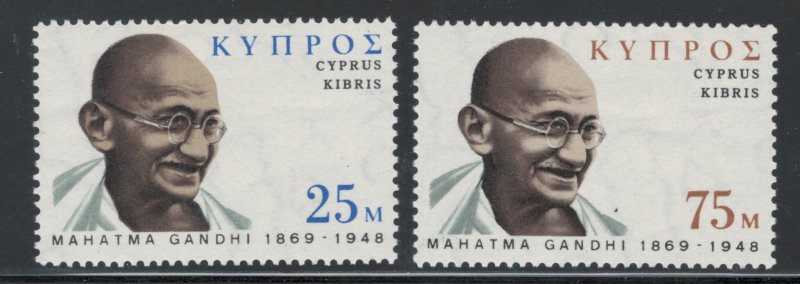 Cyprus 1970 Mahatma Gandhi Scott # 338 - 339 MNH