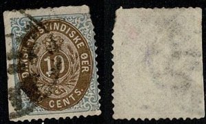 Danish West Indies #10a used 10c oval faulty