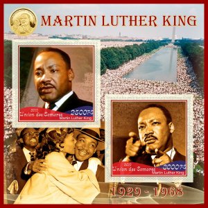 Stamps. Famous people. Martin Luther King 2019 year 1+1 sheets perforated