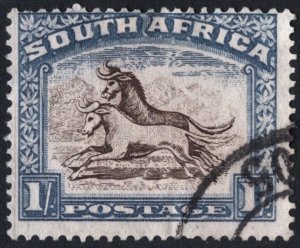 South Africa SC#29a 1 Sh Wildebeest (1927) Used