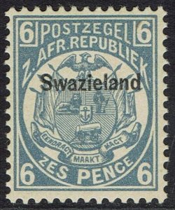 SWAZILAND 1889 TRANSVAAL ARMS OVERPRINTED 6D MNH **