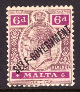1922 Malta KGV King George V 6 pence Wmk 4 MMH Sc# 91 CV $27.50