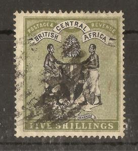 Br Central Africa 1895 5/- Arms SG28 Used