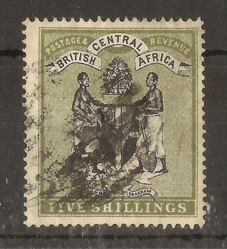 Br Central Africa 1895 5/- Arms SG28 Used