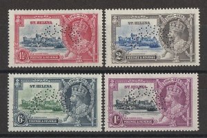 ST. HELENA 1935 KGV Silver Jubilee set 1½d to 1/-, perf SPECIMEN. MNH **. 