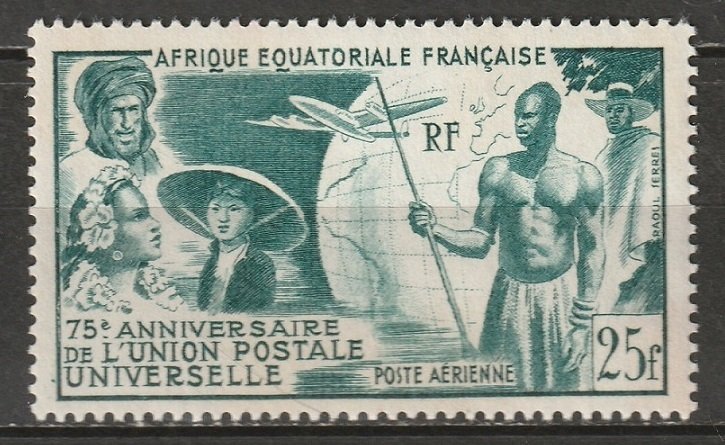 French Equatorial Africa 1949 Sc C34 air post MLH* some disturbed gum