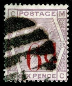 SG162, 6d on 6d lilac PLATE 18, USED. Cat £130. MC
