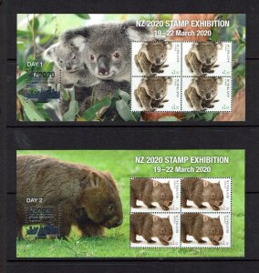 Australia: 2020,  NZ 2020, FIAP International Stamp Exhibition, Auckland, 4 M/S,