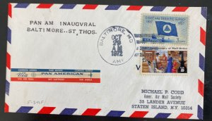 1972 Baltimore Md USA first flight cover FFC To St Thos PAN American Airways