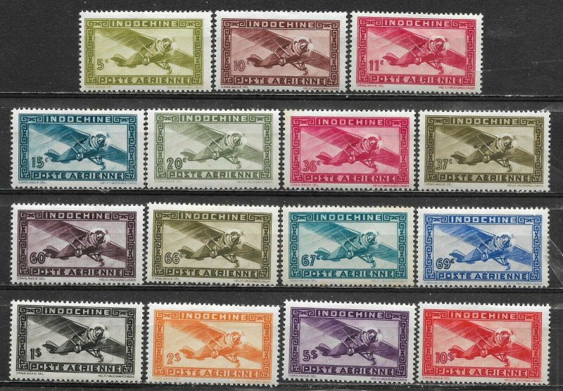 INDOCHINA SC#C18A-18O Air Mail completed set (1942-1944) MLH