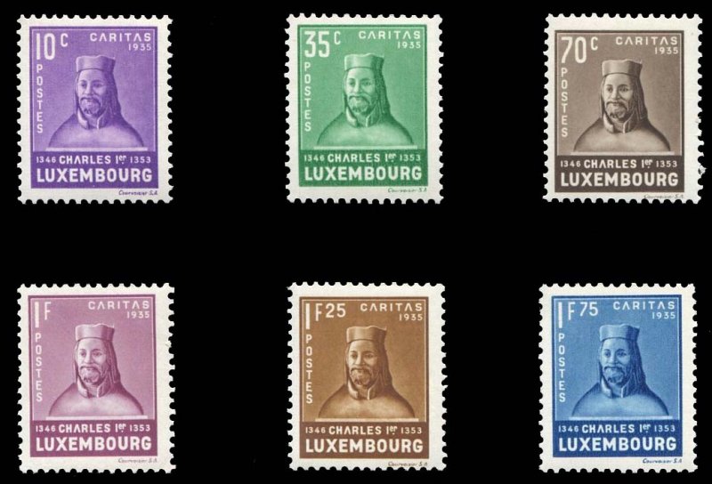 Luxembourg #B67-72 Cat$110, 1935 Charles I, set of six, never hinged