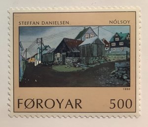 Faroe Island 1990 Scott 214 MNH - 500o,   Island of Nolsoy by Steffan Danielsen