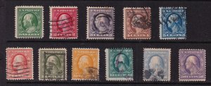 1909 Washington-Franklin Sc 331-341 1c to 50c used singles set of 11 (BR