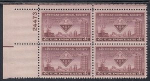 Scott 1002 MNH UL Pl Blk 24473  - American Chemical Society