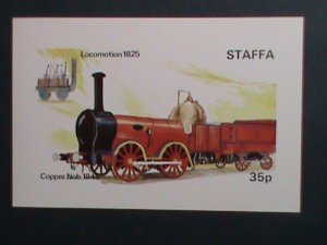 ​STAFFA-SCOTLAND- LOCOMOTION 1825 & COPPER NOB 1845--IMPERF :MNH S/S SHEET-VF