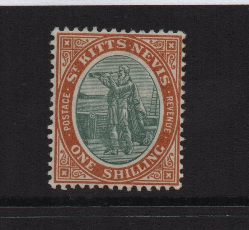 St Kitts & Nevis 1903 SG7 One Shilling  CA watermark - mounted mint