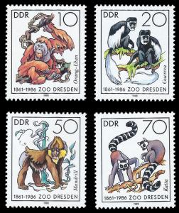 Germany DDR 1986 Sc 2542-45 MNH Dresden Zoo Monkeys & Apes