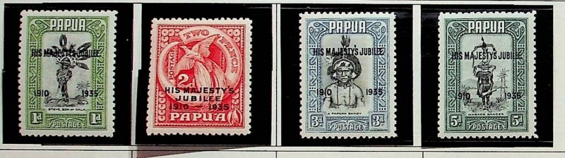 Papua New Guinea Sc 114-7 MLH overprints,1935 - Silver Jubilee Ann. of George V