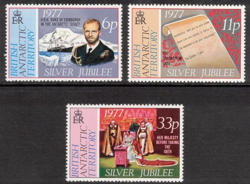 BRITISH ANTARCTIC 1977 Silver Jubilee; Scott 68-70, SG 83-85; MNH