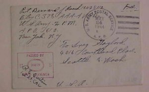 ICELAND   APO 610 KEFLAVIK 1944 TO USA CENSOR