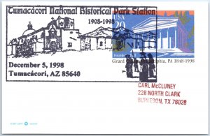 US POSTAL CARD SPECIAL EVENT CANCEL TUMACACORI NATL HISTORICAL PARK STATION 1998