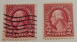 Scott Stamp# 634 & 634e 1926 2¢ Washington Scarce Carmine-Lake.  SCV $125.00