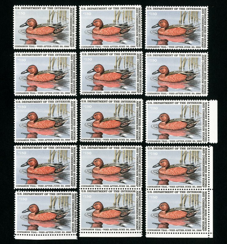 US Stamps # RW52 VF OG NH Lot of 15 PO Fresh Face $112.50
