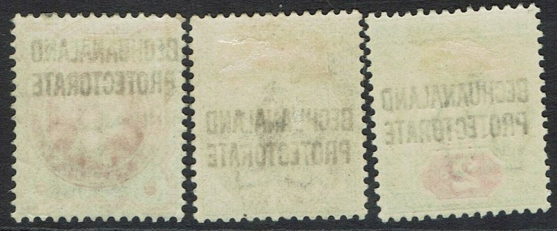 BECHUANALAND PROTECTORATE 1897 QV GB 1/2D 1D AND 2D