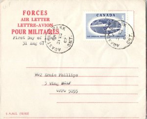 Canada 5c The Canadian Press 1967 Adastral Park, Ont. Forces Air Letter to CF...