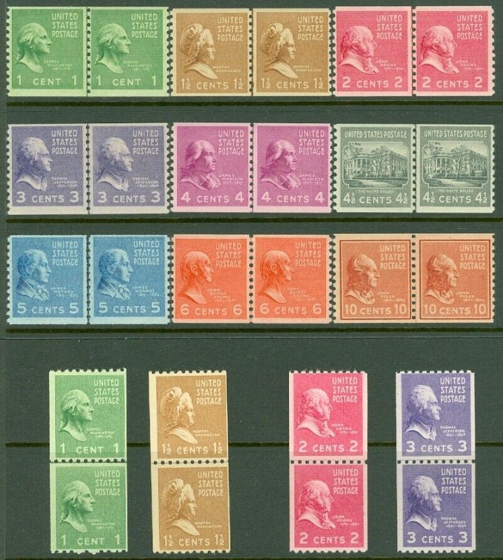 EDW1949SELL : USA 1939 Scott #839-51 Line pairs. F-VF, Mint NH. Catalog $140.00.