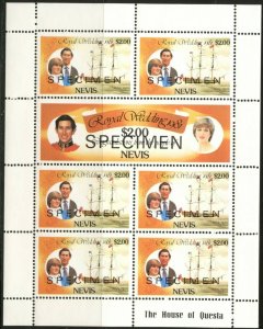 NEVIS Sc#135//140 1981 Royal Wedding SPECIMEN Set of 3 Sheets MNH