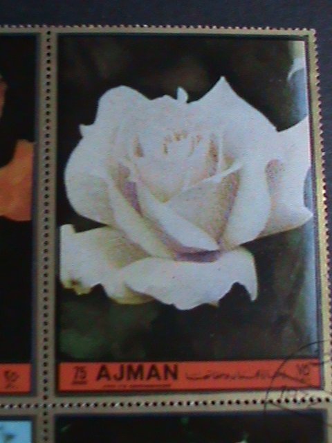 ​AJMAN-1972 JUMBO LARGE SIZE COLORFUL BEAUTIFUL LOVELY ROSES :CTO BLOCK VF