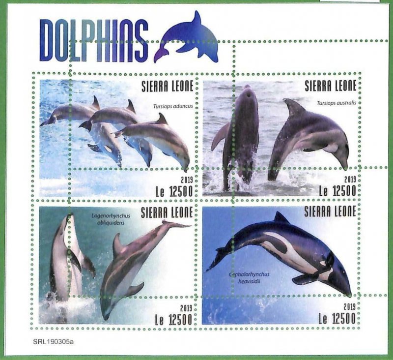 A2535 - SIERRA LEONE - ERROR: MISPERF Miniature s - 2019 Dolphins, Marine Life