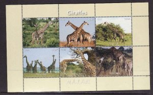 Malawi-unused NH sheet of 6 -Animals-Giraffes-2011-issue