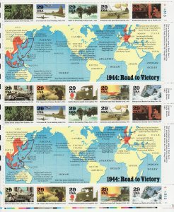 Sc# 2838 a-j / 1994 U.S 29¢ 1944: Road to Victory WWII full sheet MNH CV $34.00