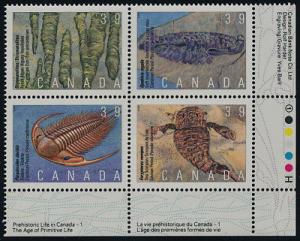 Canada 1282a BR Plate Block MNH Fossils