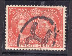 Canada-Sc#59-used 20c vermilion Diamond Jubilee-QV-1897-