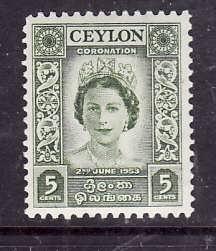 Ceylon-Sc#317-unused NH QEII Coronation set-1953-