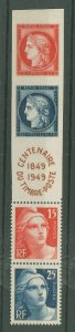 France 1949 Cent. of The 1st French Postage Stamps (4v Cpt) V Fine MNH CV$18