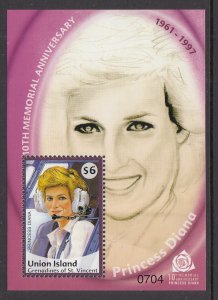 St Vincent Grenadines Union Island 326 Princess Diana Souvenir Sheet MNH VF