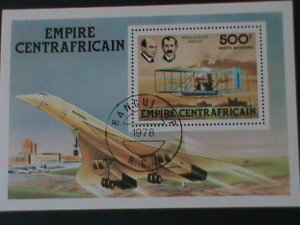 ​CENTRAL AFRICAN-1978  WRIGHT BROTHERS & HIS 1ST PLANE FANCRY CANCEL S/S VF