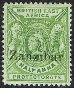 ZANZIBAR 1896 QV LIONS BRITISH EAST AFRICA 1/2A 