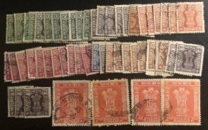 India Scott# O173-O181, O183 F/VF Used 47 stamps  Cat. $28.75