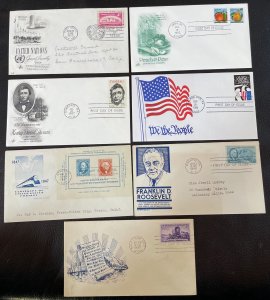 *Six Different First Day Covers with US Stamps and one other with United Nations