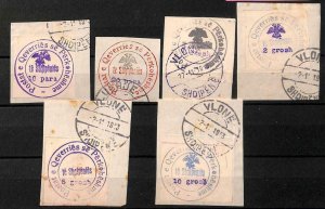 98965 - ALBANIA - POSTAL HISTORY -  6 stamps MICHEL #  18/23 on CUT OUTS 1913